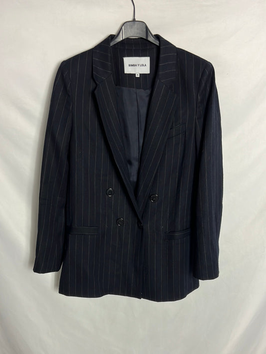 BIMBA Y LOLA. Blue striped wool blazer. Size 38