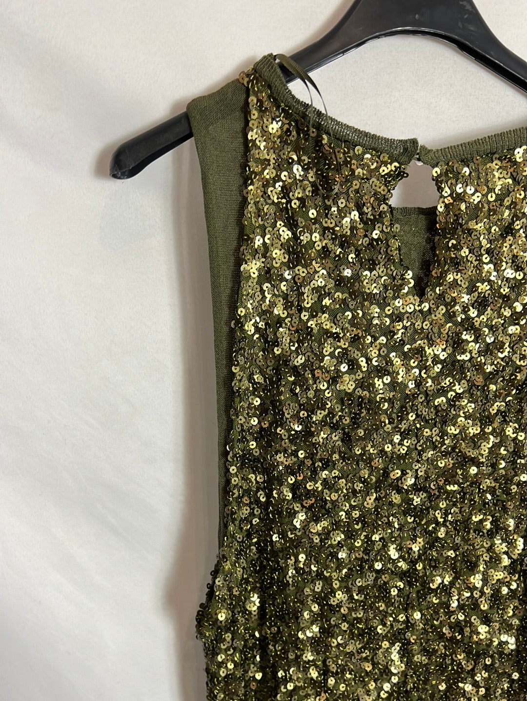 ZARA. Vestido mido doble capa lentejuelas y gasa. T M