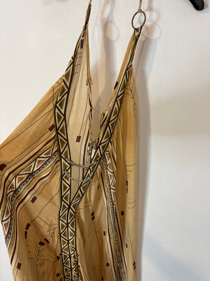 WHITE RAVEN. Vestido largo seda estampado