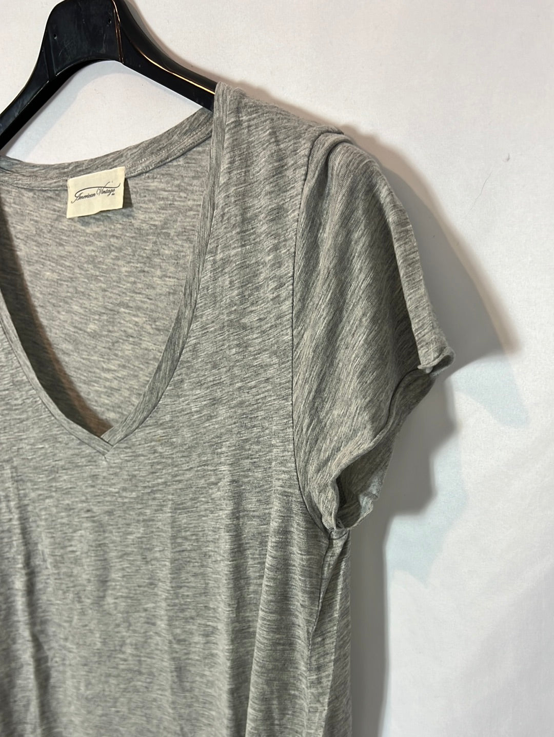 AMERICAN VINTAGE. Camiseta gris claro jaspeado algodón. T M