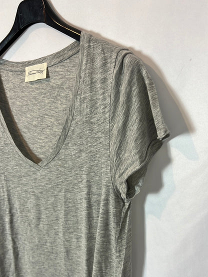 AMERICAN VINTAGE. Camiseta gris claro jaspeado algodón. T M