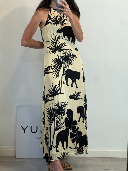 MASSIMO DUTTI. Vestido midi halter estampado