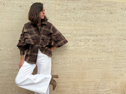 MARÁVIC. Ruffled checkered shirt. TS