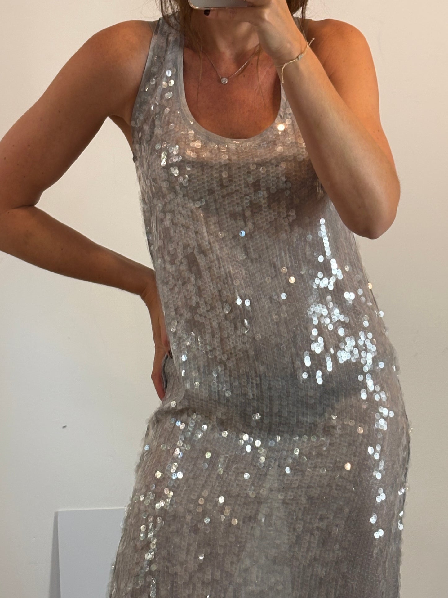 ZARA. Vestido largo lentejuelas T.xs