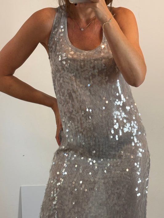 ZARA. Vestido largo lentejuelas T.xs