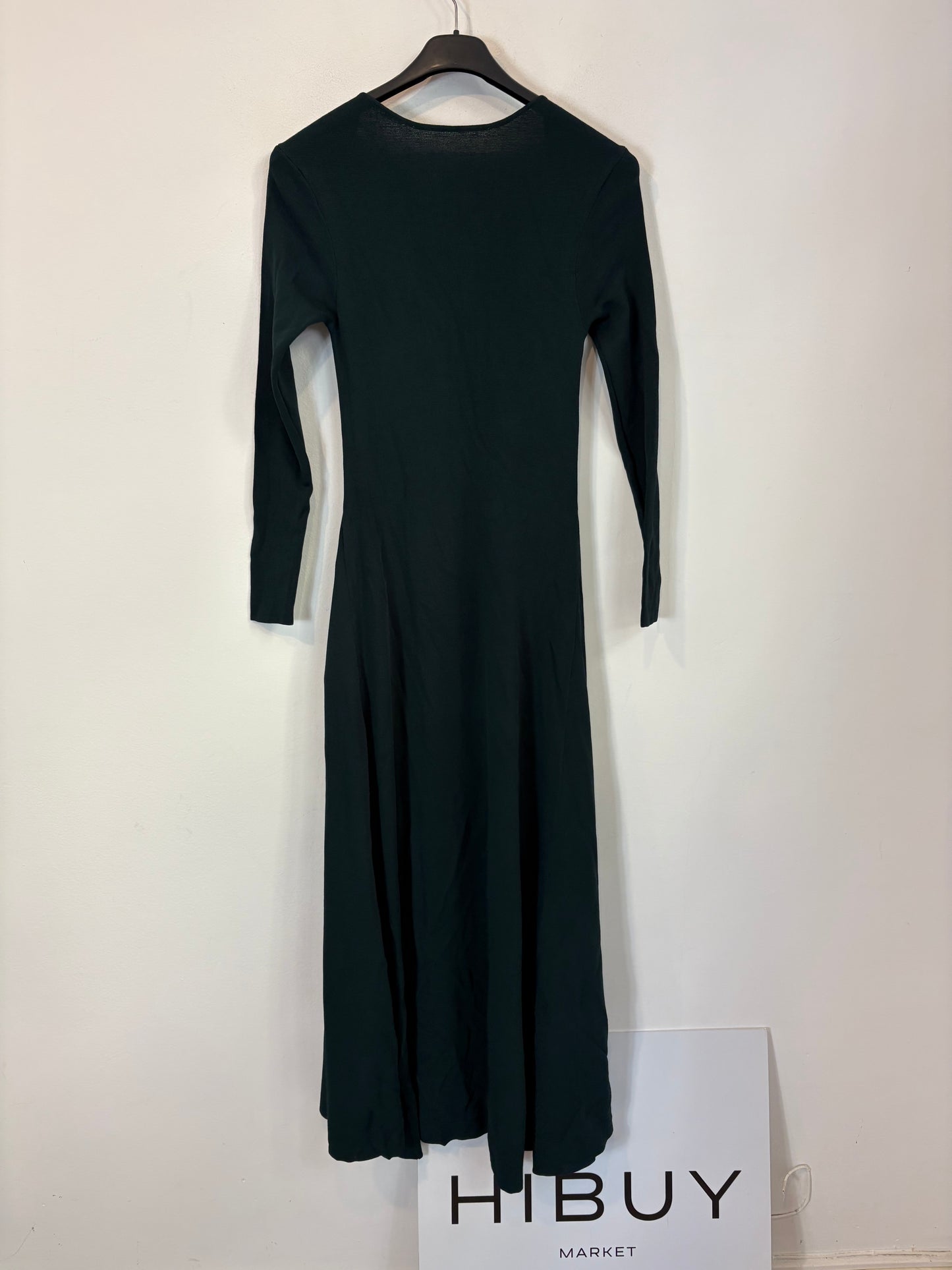 OTRAS. Vestido largo verde botella  punto elástico. T S