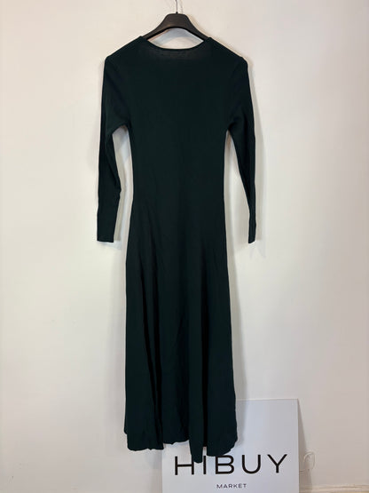 OTRAS. Vestido largo verde botella  punto elástico. T S