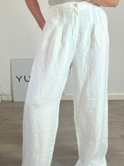 MUS&BOMBON. Pantalón blanco lino  T.l