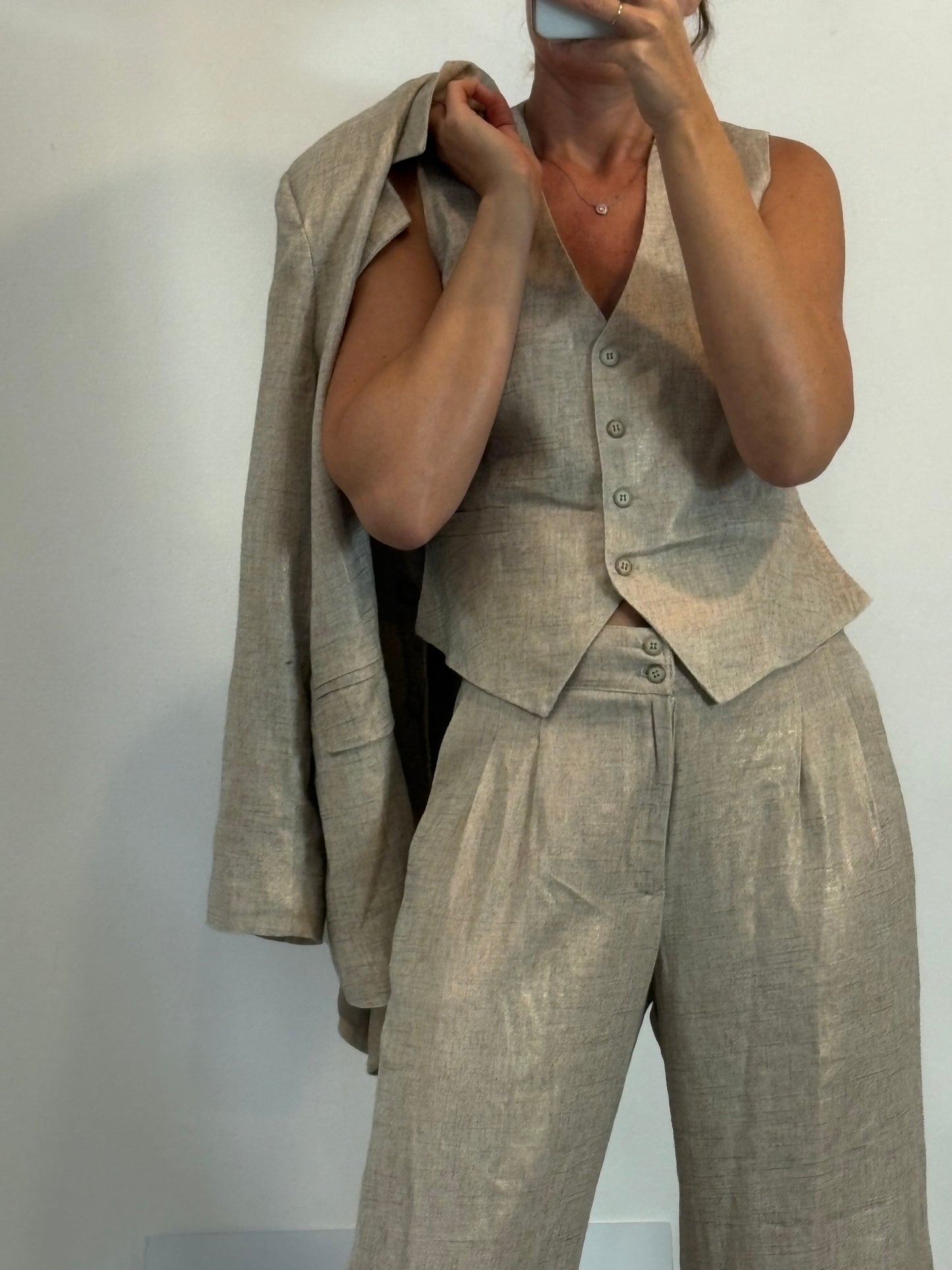 OTRAS. Conjunto 3 piezas beige jaspeado