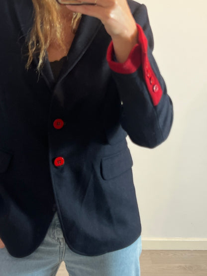 THE GOOSE. Blue wool blazer with red buttons. Size 44(L)