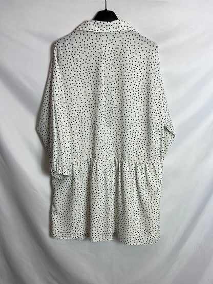 ZARA. White polka dot oversized dress. TS