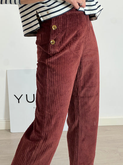 LOUISE MISHA. Pantalón pana teja T.36