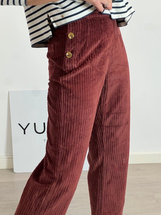 LOUISE MISHA. Pantalón pana teja T.36