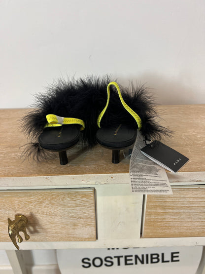 ZARA. Black open-heel fluorescent sandal. Size 39