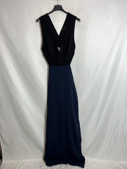 UTERQÜE . Vestido largo bicolor apreturas. T M