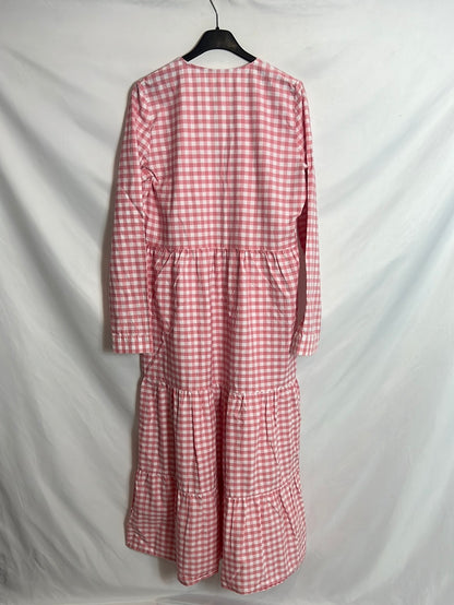 COOSY. Vestido largo cuadros vichy. T S/M