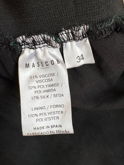 MASSCOB. Falda verde terciopelo asimétrica