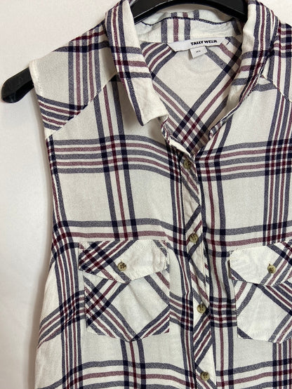 TALLY WIJL. Camisa sin mangas cuadros T.XL