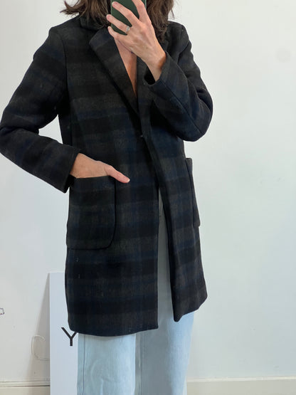 MANGO. Checkered gray cloth coat. TXS