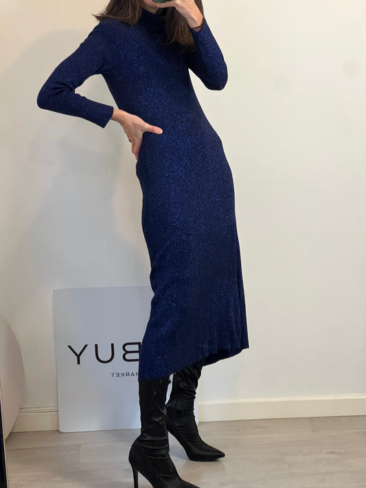 ZARA. Vestido largo punto hilos metalizados