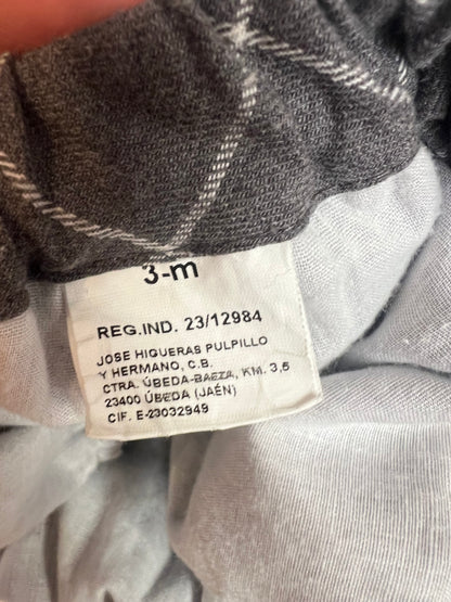 OTRAS. Ranita algodón gris cuadros. T 3 meses