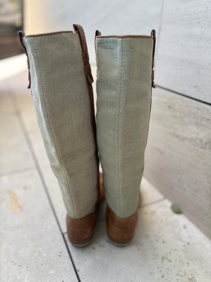 MASSIMO DUTTI. Botas altas doble textura. T 38