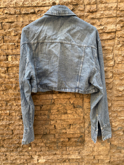 ZARA. Camisa denim crop. T XS