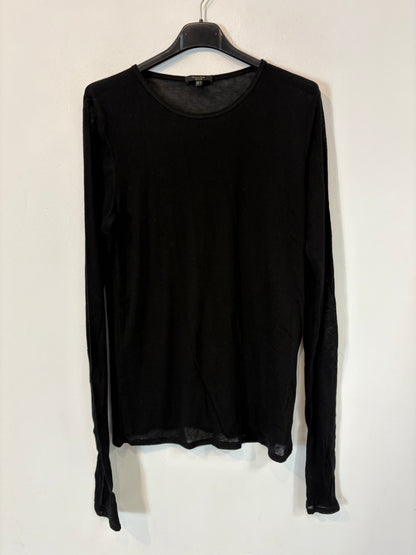 MASSIMO DUTTI. Top negro manga larga con lana. T M