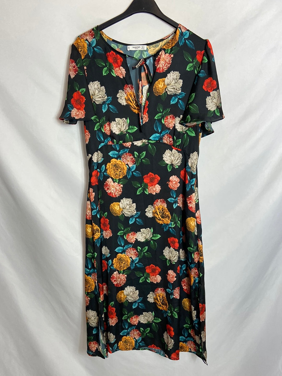 MANGO. Black floral dress TS