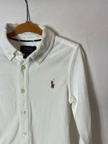 RALPH LAUREN. White button-down polo shirt. Size 2 years