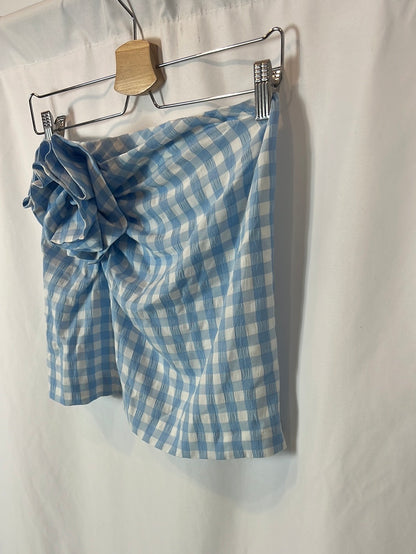 MANGO. Falda corta cuadros vichy T.36
