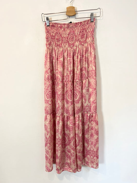 MAJE. Falda midi cintura nido de abeja. T 2 (S/M)