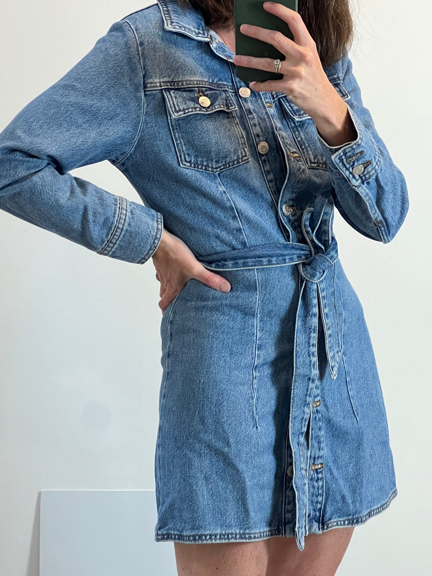 ZARA. Vestido corto denim abotonado T.s