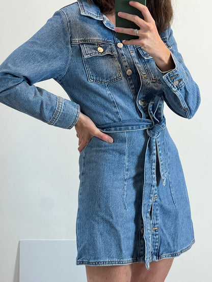 ZARA. Vestido corto denim abotonado T.s