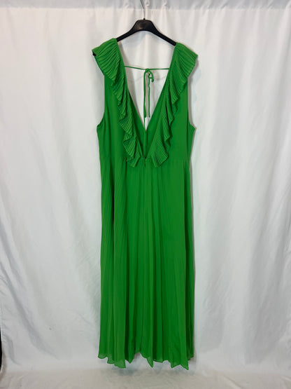 ZARA, Vestido verde plisado T.xl