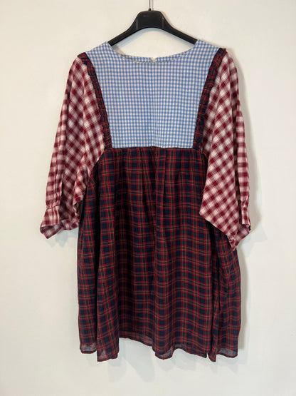 OTRAS. Vestido corto cuadros multi estampado. T S