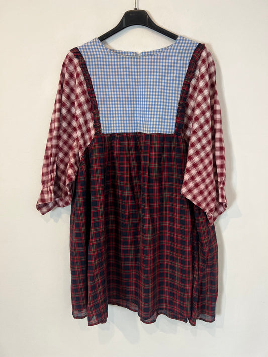 OTRAS. Vestido corto cuadros multi estampado. T S
