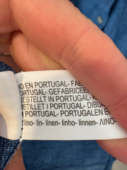 MASSIMO DUTTI. Vestido largo denim lino
