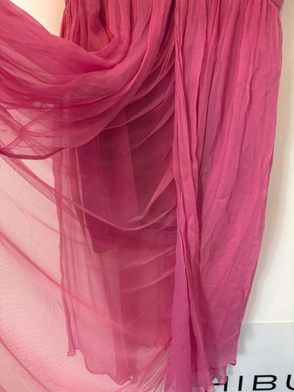 DAVID CHRISTIAN. Vestido midi rosa gasa