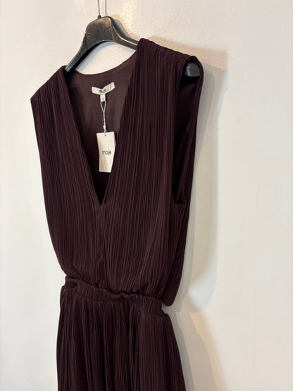 MAJE. Vestido corto abertura marrón oscuro
