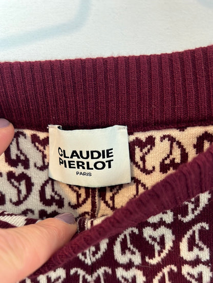 CLAUDIE PIERLOT. Total look punto burdeos estampado. T 1 (S)