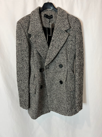 SFERA. Abrigo jaspeado negro y blanco T.s