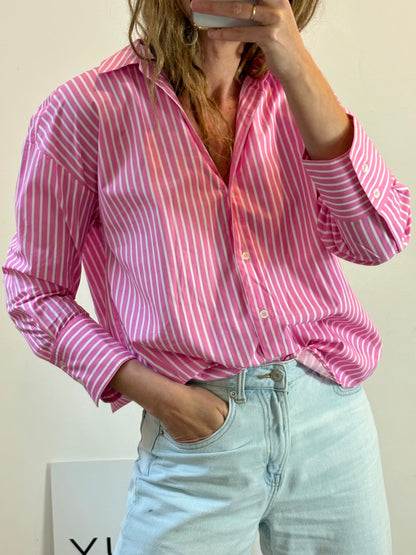 ZARA. Camisa rosa rayas