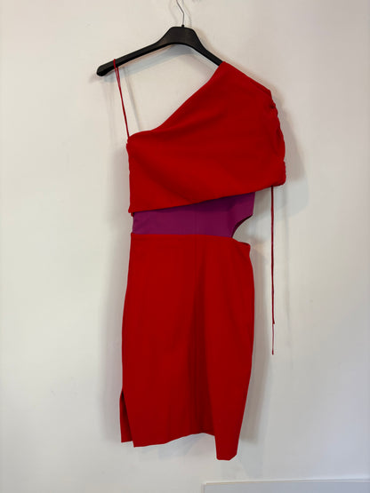 HANEY. Vestido corto bicolor asimétrico