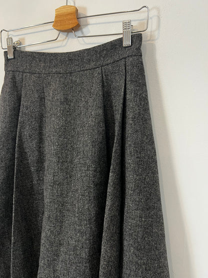 ZARA. Falda midi gris jaspeado bolsillos