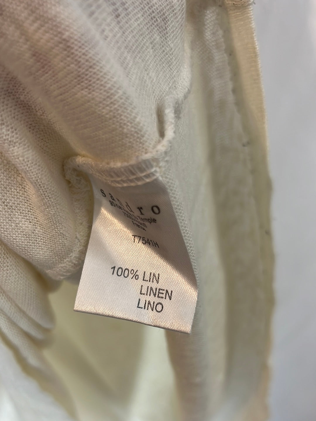 SANDRO. Camiseta lino dibujo.T 2 (M)