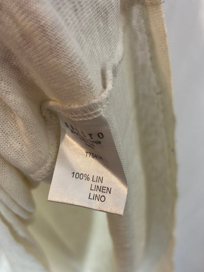 SANDRO. Camiseta lino dibujo.T 2 (M)