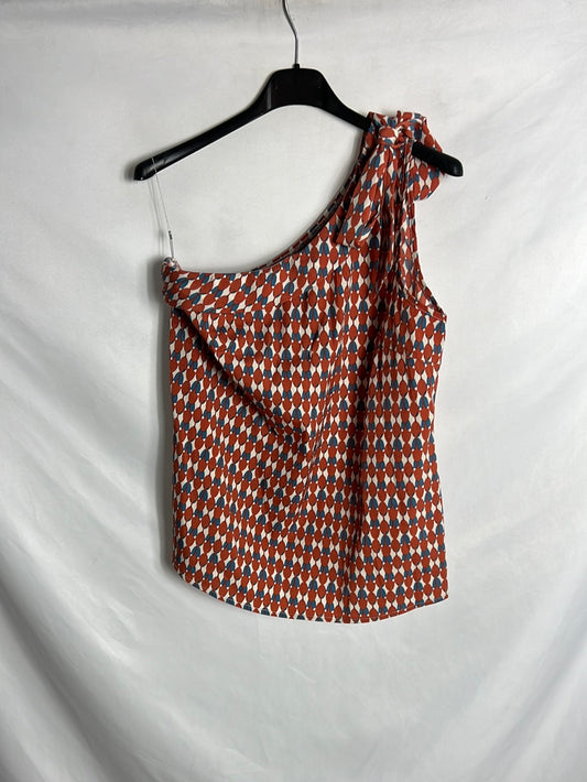 OTRAS. Top asimétrico estampado lazada. T M
