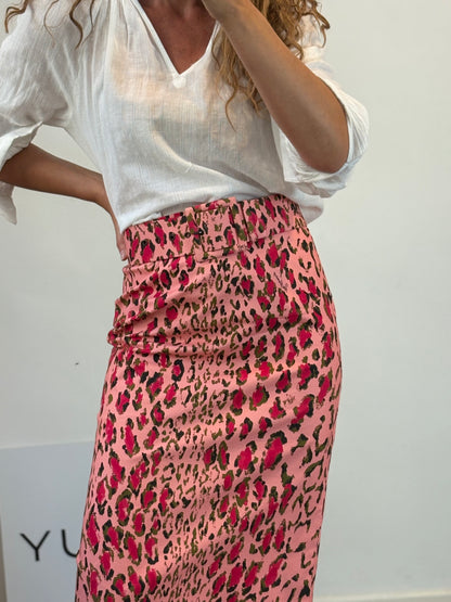 CAROLINA HERRERA . Falda midi estampado con cinturón