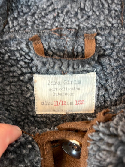 ZARA. Abrigo marrón borrego T.11-12 años